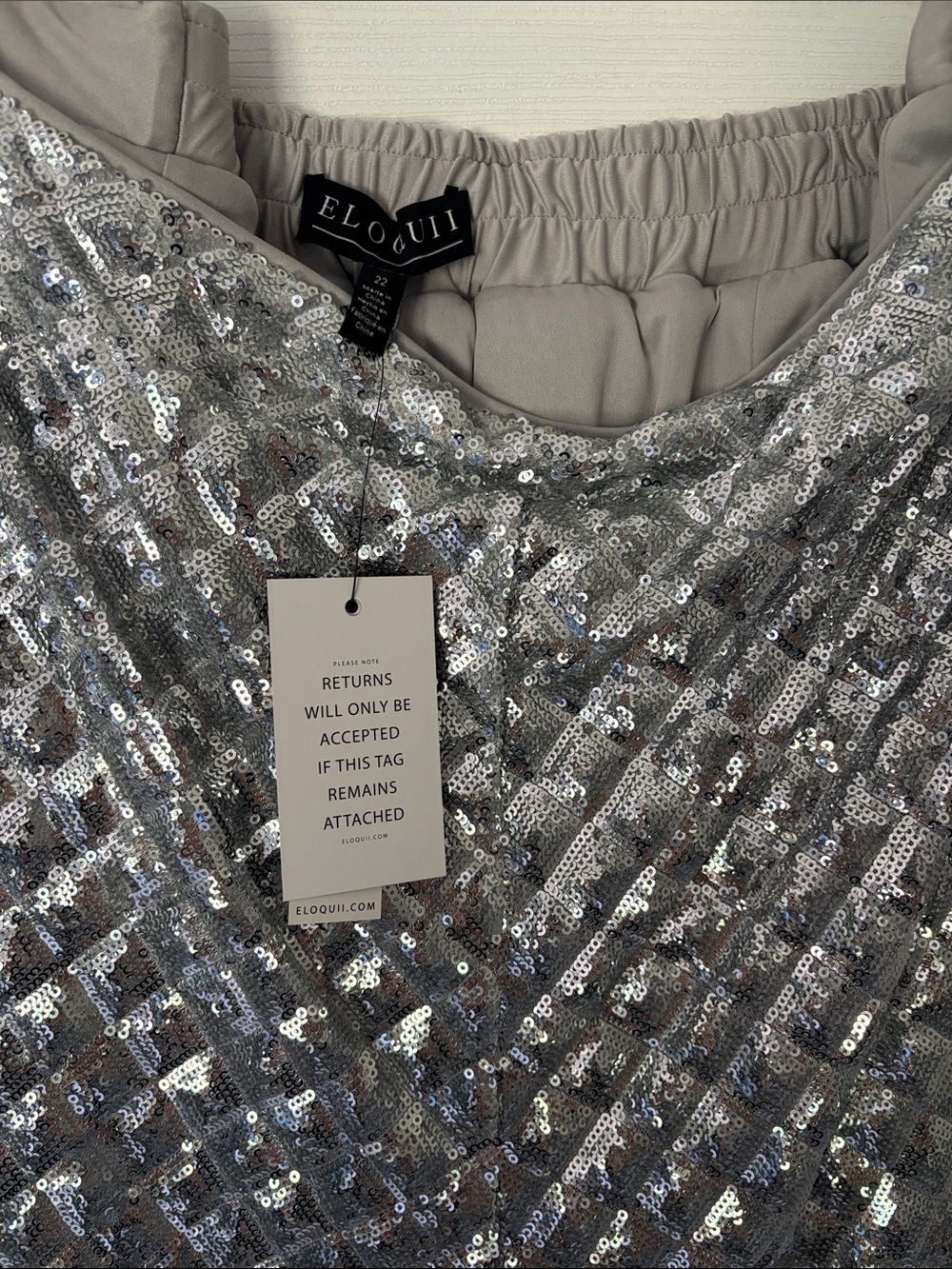 Eloquii Sequin Diamond Quilt Pattern Blazer + Wide-Leg Pant Suit Set - 22W Plus - Picture 9 of 11